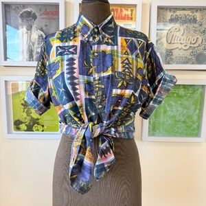 🌺 Vintage 90s Abstract Hawaiian-Style Button-Up Shirt 🌺